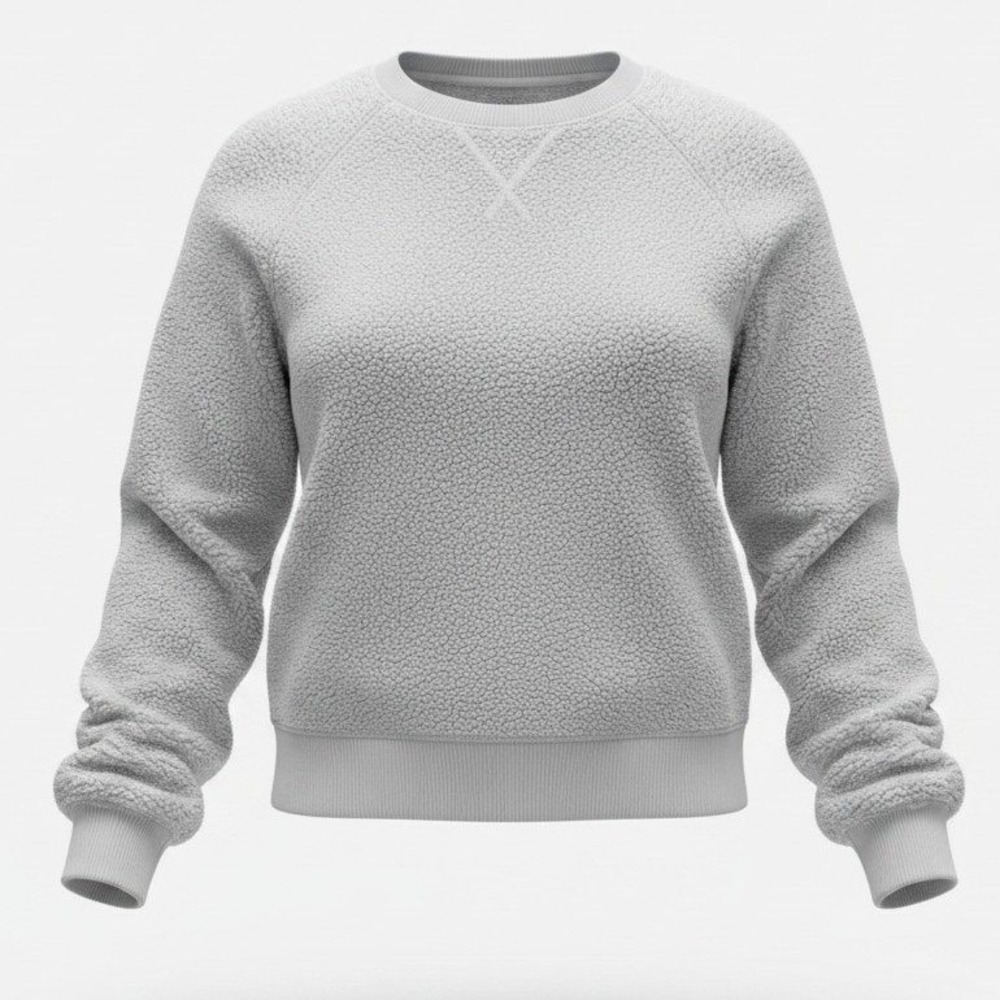 Everlane ReNew Teddy Sweatshirt Women M Medium Gray Fleece Raglan Pullover